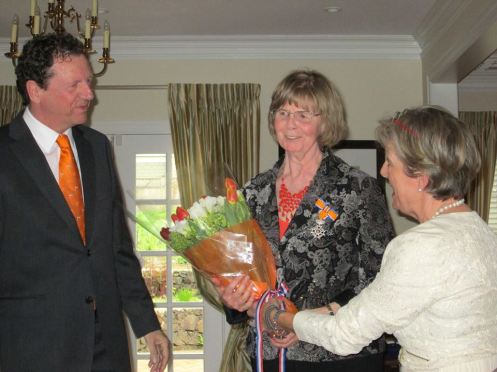 Edie receiving Knight in the Order of Orange-Nasssau award - April 26th 2014